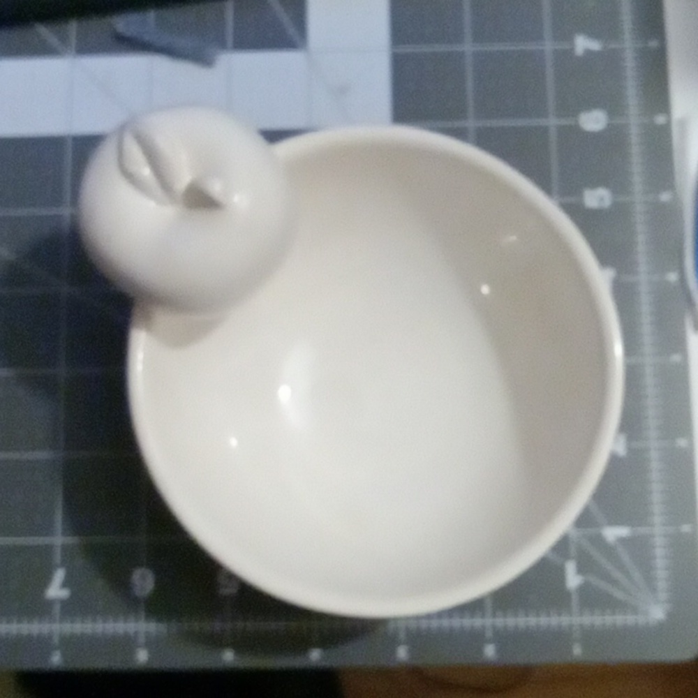 White Ceramic Bowl with Apple - Picture 3 of 4